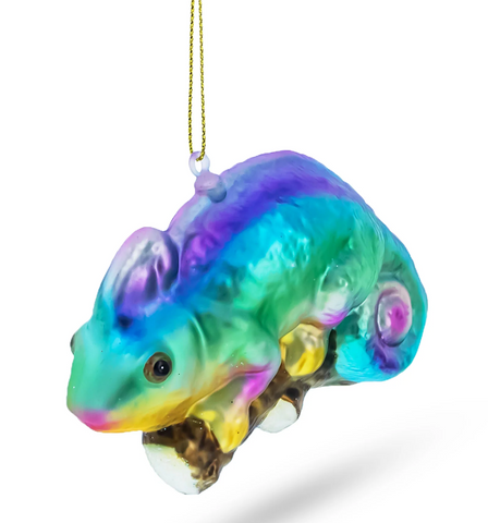 COLORFUL PANTHER CHAMELEON - Blown Glass Ornament!