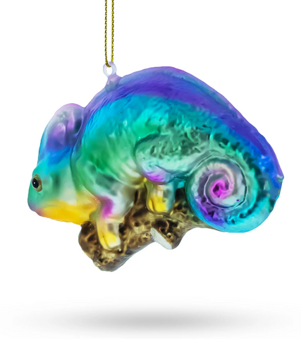 COLORFUL PANTHER CHAMELEON - Blown Glass Ornament!